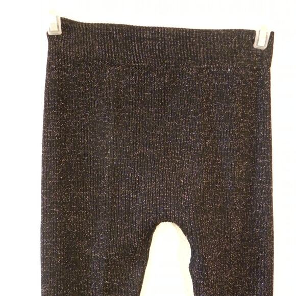 Red Paint Metallic Black Knit Ankle Leggings Women Small / Medium Stretch Y2K - Picture 6 of 6